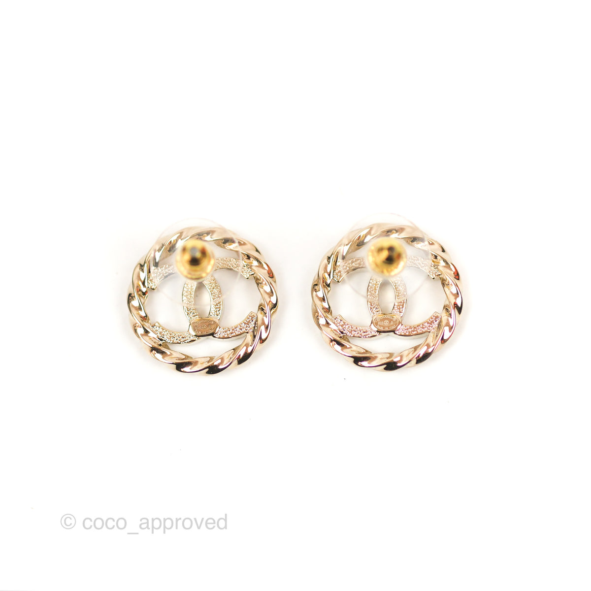 Chanel CC Crystal Twist Round Earrings Gold Tone 23B – Coco Approved Studio