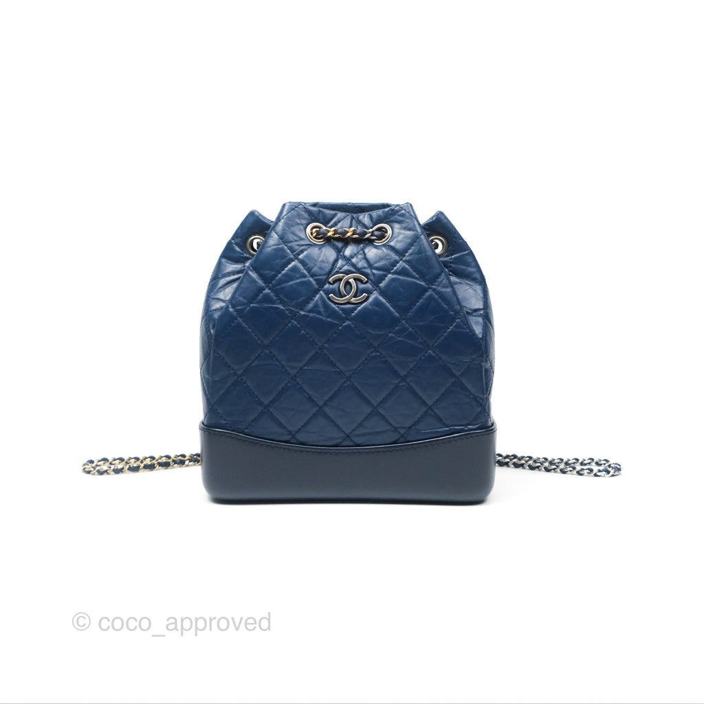 Chanel Small Gabrielle Backpack Navy Aged Calfskin