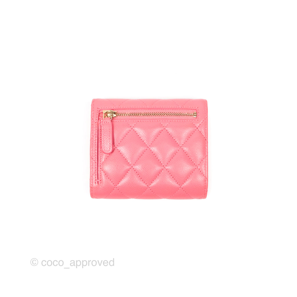 Chanel Classic Flap Wallet Pink Caviar Gold Hardware⁣ 