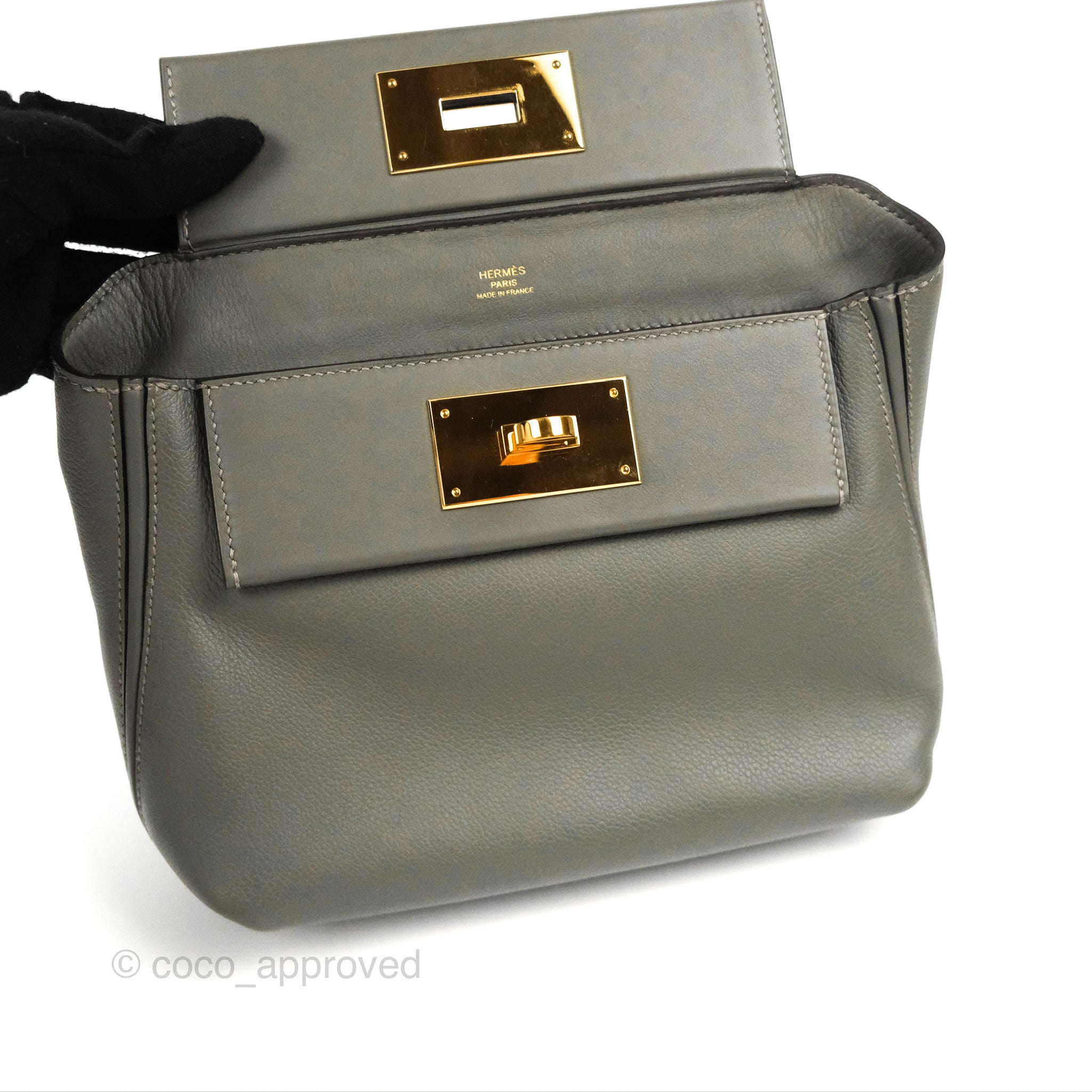 Hermès 24/24 21 Mini Gris Meyer Evercolor/Swift Gold Hardware – Coco  Approved Studio
