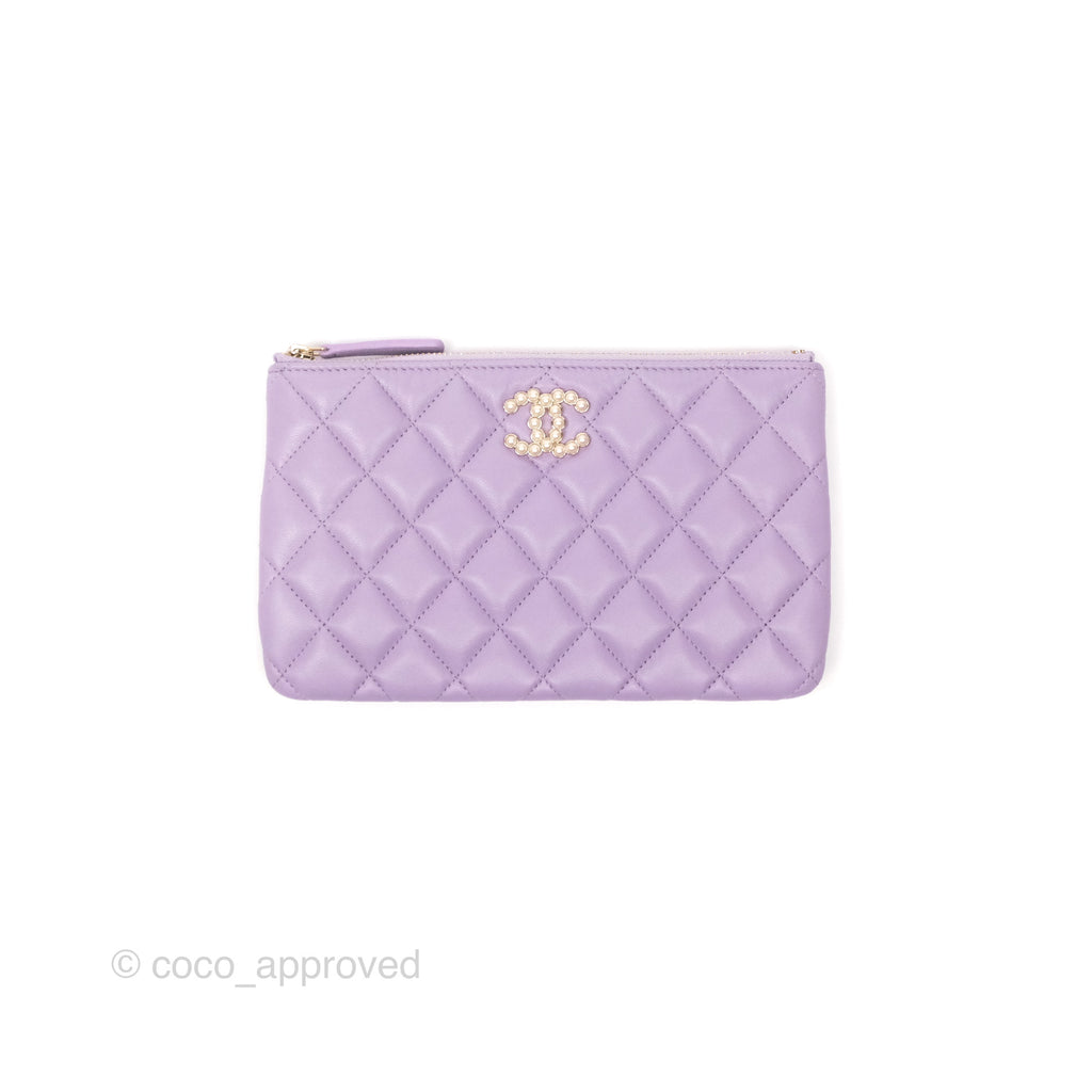 Chanel Pearl CC Small Pouch Purple Lambskin Gold Hardware