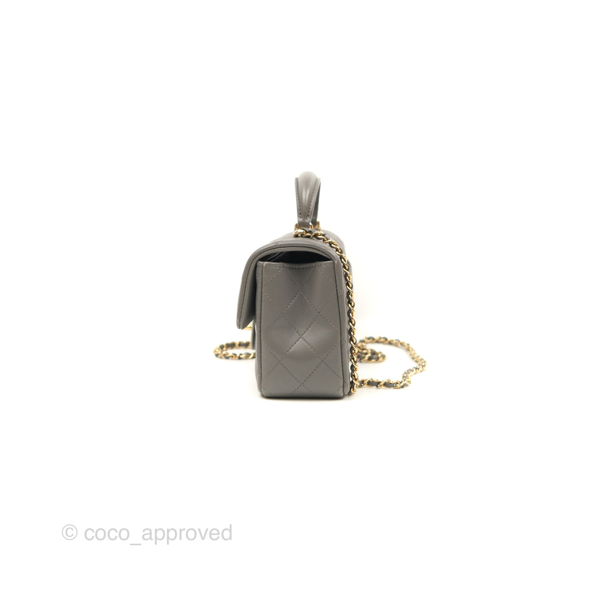 Chanel Top Handle Mini Rectangular Flap Bag Grey Lambskin Gold Hardwar ...