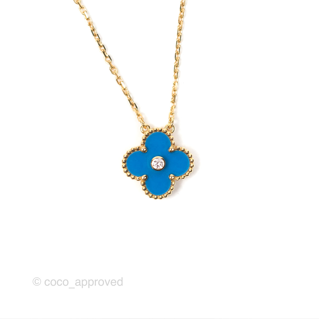 Van Cleef & Arpels Vintage Alhambra Pendant Celestial Blue Yellow Gold