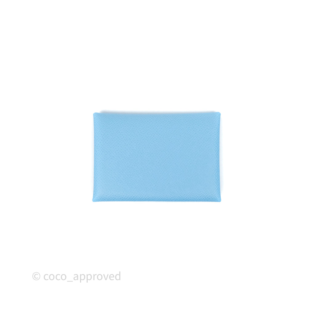 Hermès Calvi Duo Compact Card Holder Celeste 7N Epsom