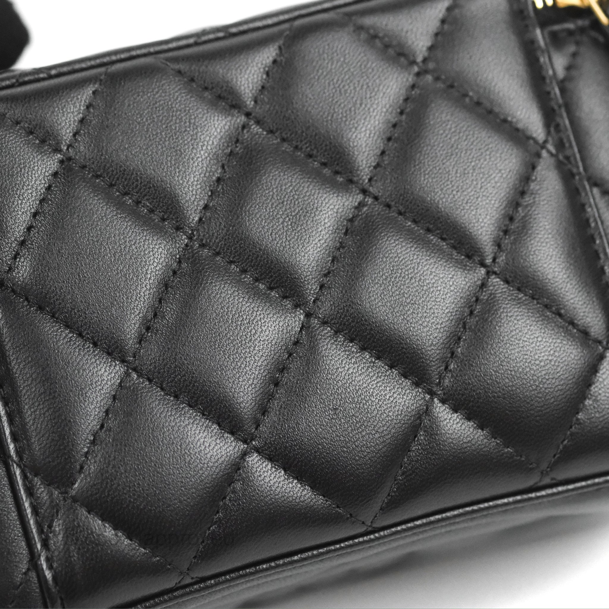 Chanel Metal Handle Vanity Rectangular Black Lambskin Gold