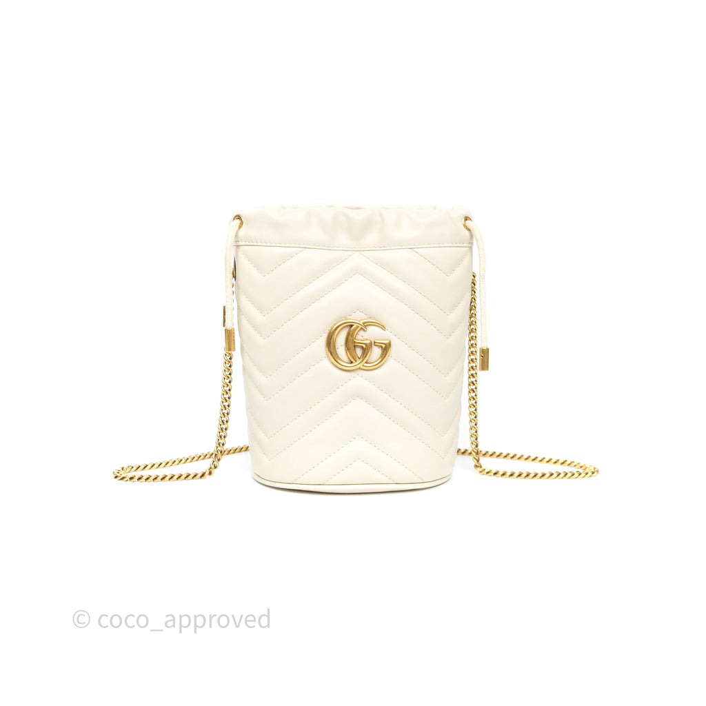 Gucci GG Marmont Mini Bucket Bag Ivory Leather