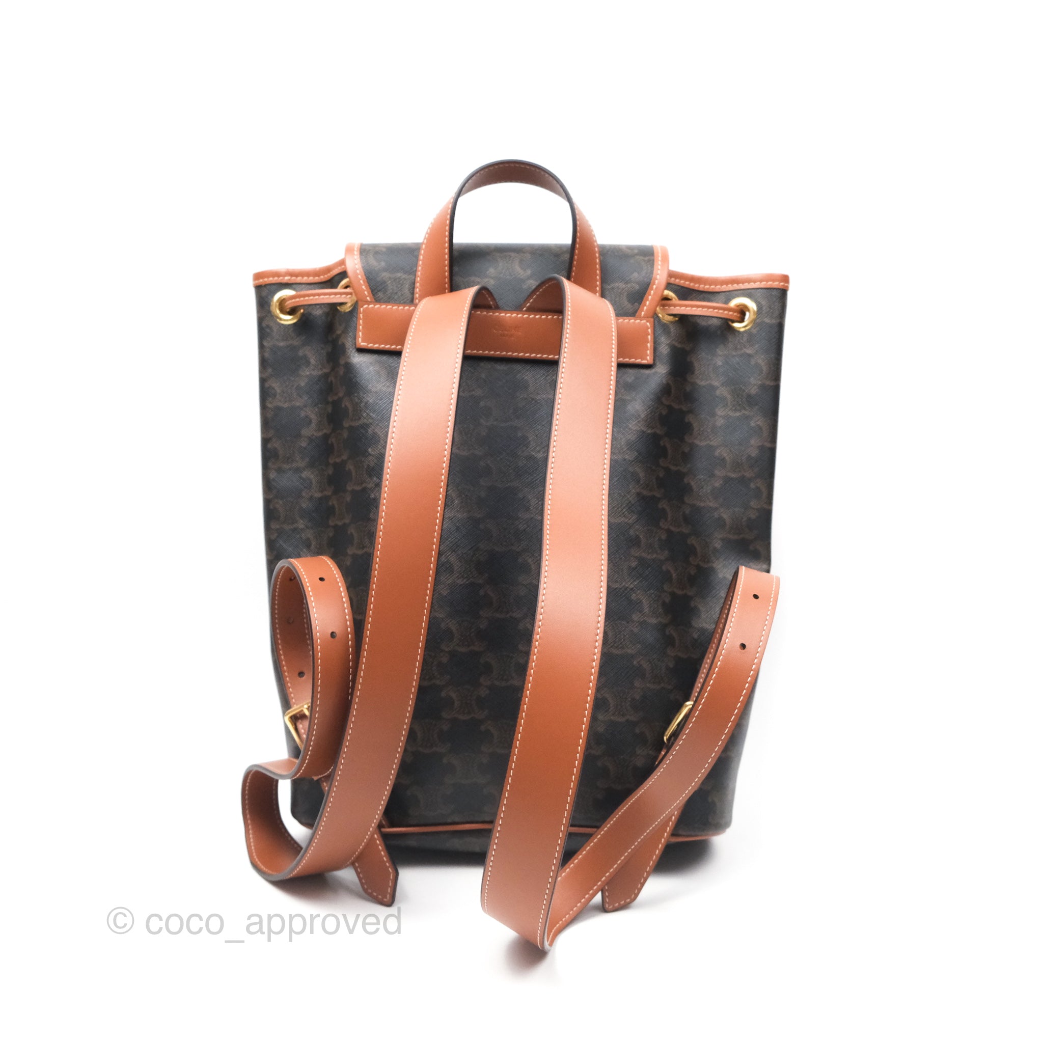 celine mini backpack folco in triomphe canvas and calfskin Celine Medium Folco Backpack in Triomphe Canvas Calfskin – Coco Approved Studio