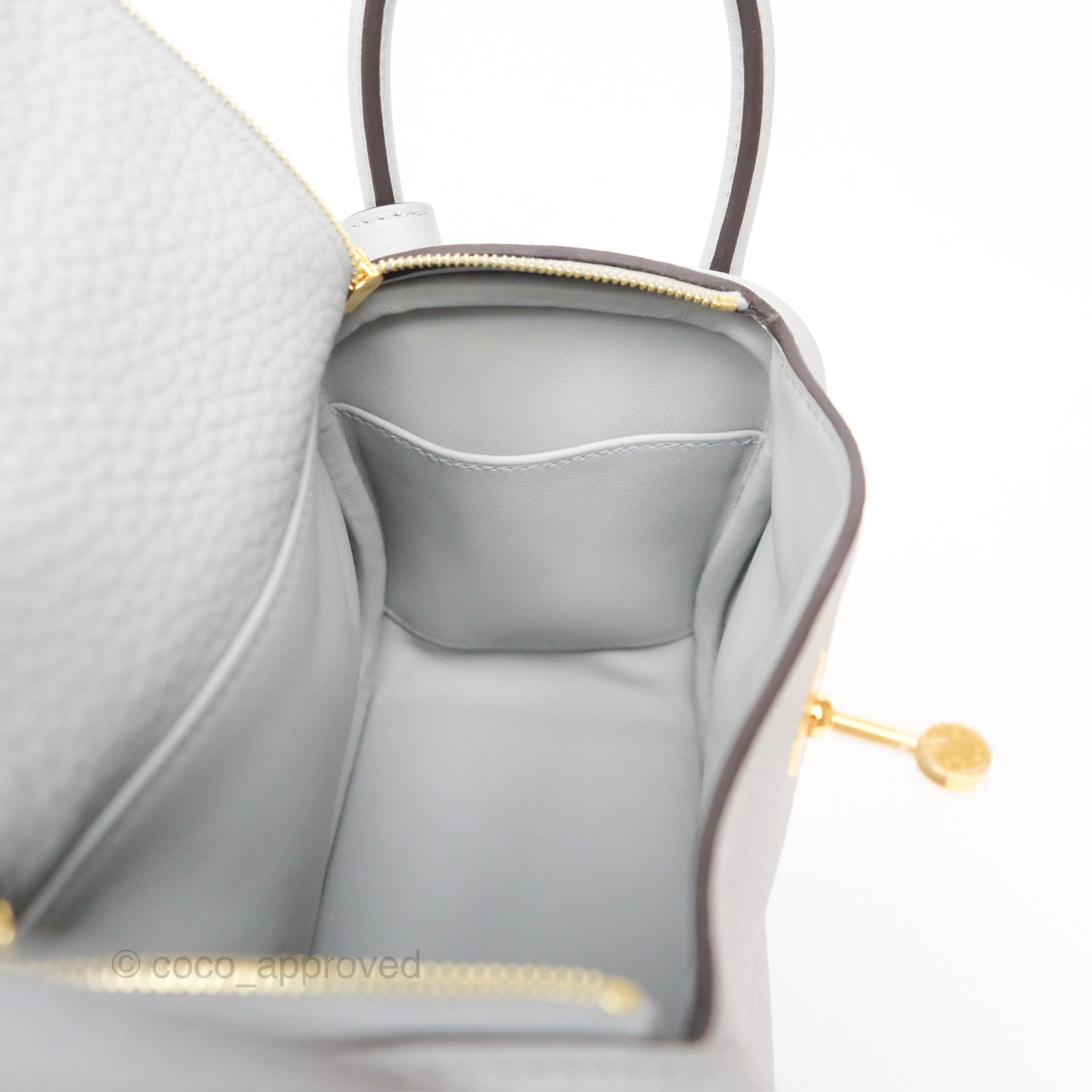 Hermès Mini Lindy 20 Blue Glacier 8U Clemence Gold Hardware – Coco