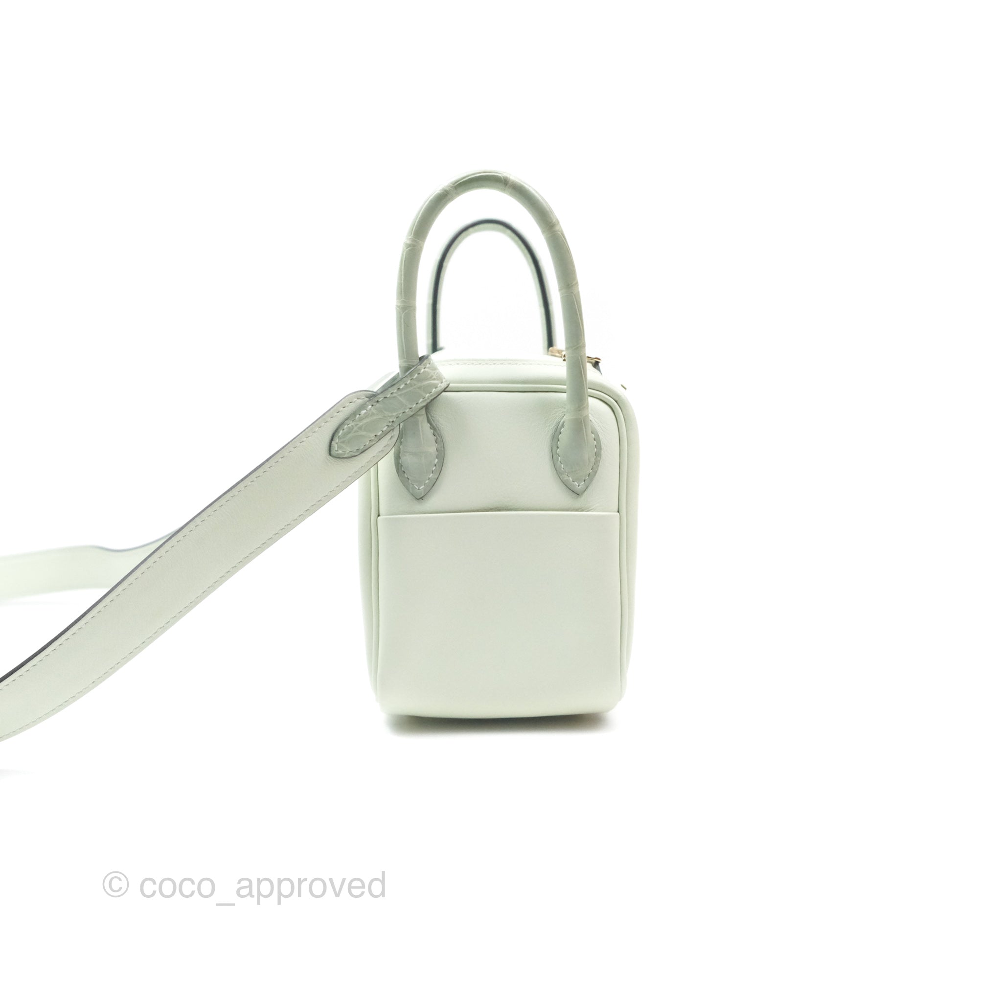 Hermès Mini Lindy Touch Vert Fizz 0S Swift Alligator Handle Gold