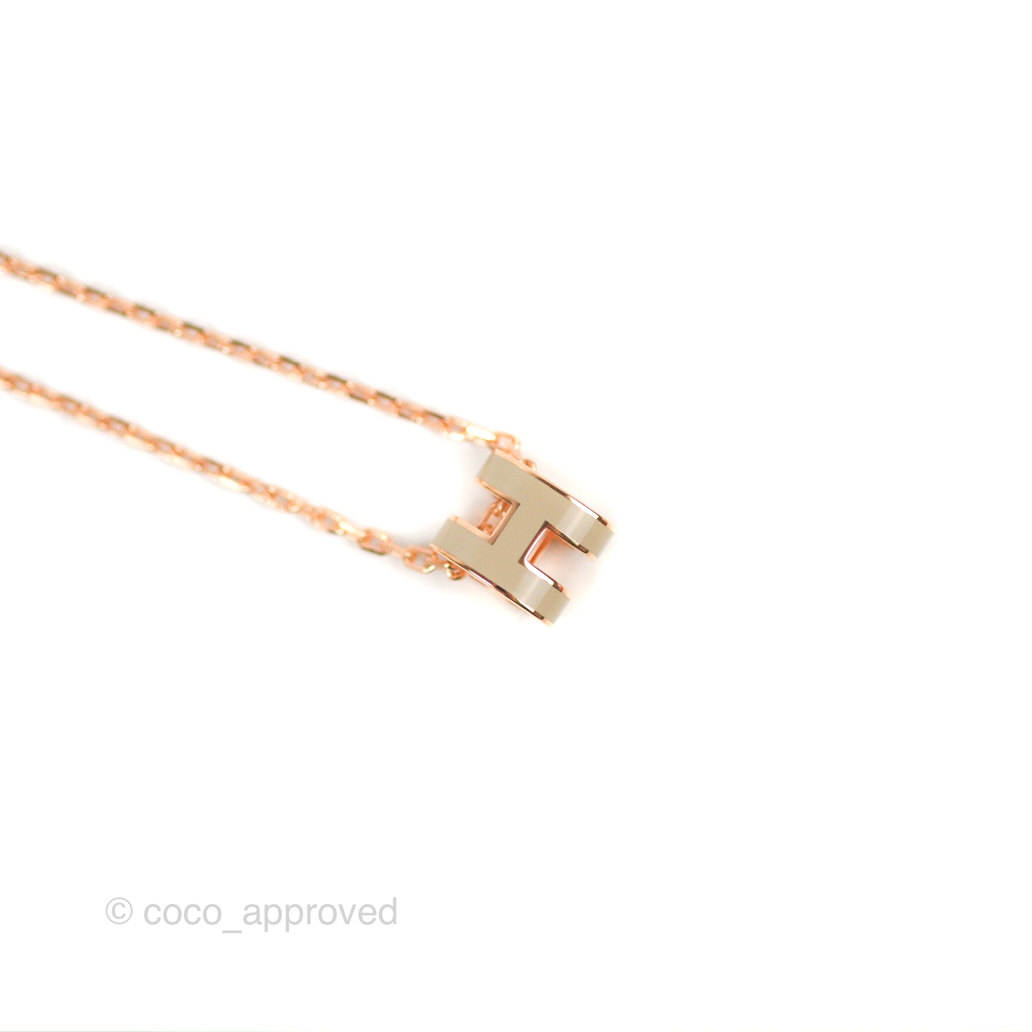 Hermes Rose Extreme Enamel Gold Plated Mini Pop H Pendant Necklace |  Yoogi's Closet