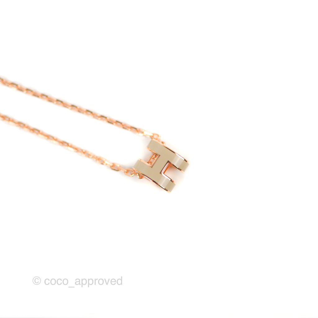 Hermès Mini Pop H Pendant Necklace Marron Glace Rose Gold Hardware