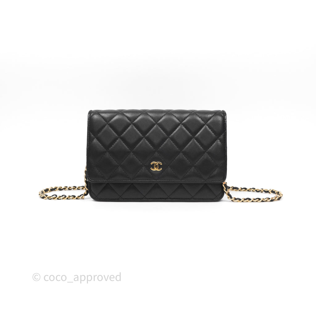 Chanel Classic WOC Wallet On Chain Quilted Black Lambskin Gold Hardware
