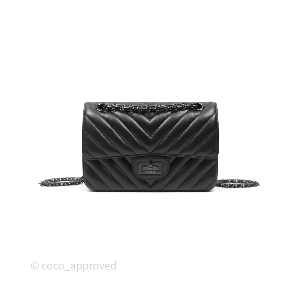 Chanel Mini Reissue 224 So Black Chevron Calfskin