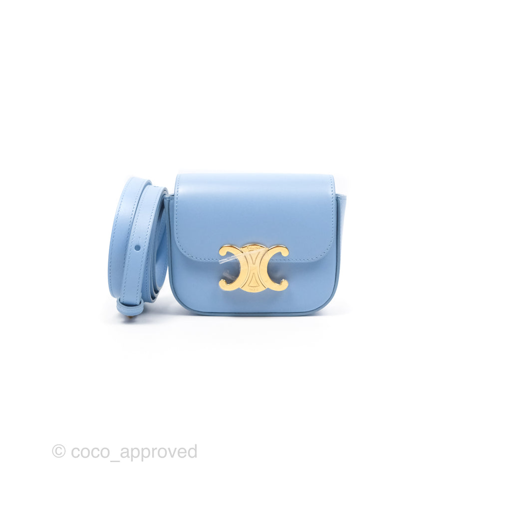 Celine Mini Triomphe Shiny Calfskin Light Blue