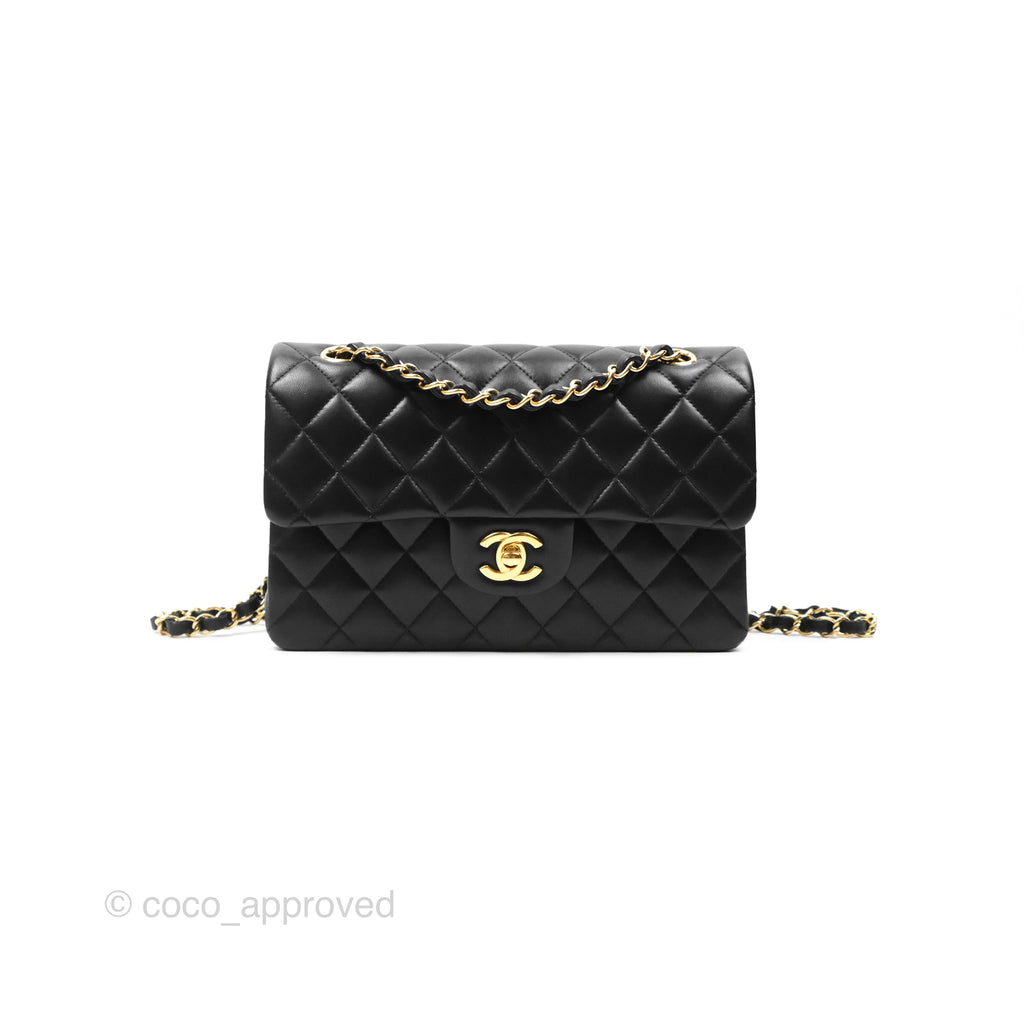 Chanel Small S/M Classic Flap Black Lambskin Gold Hardware