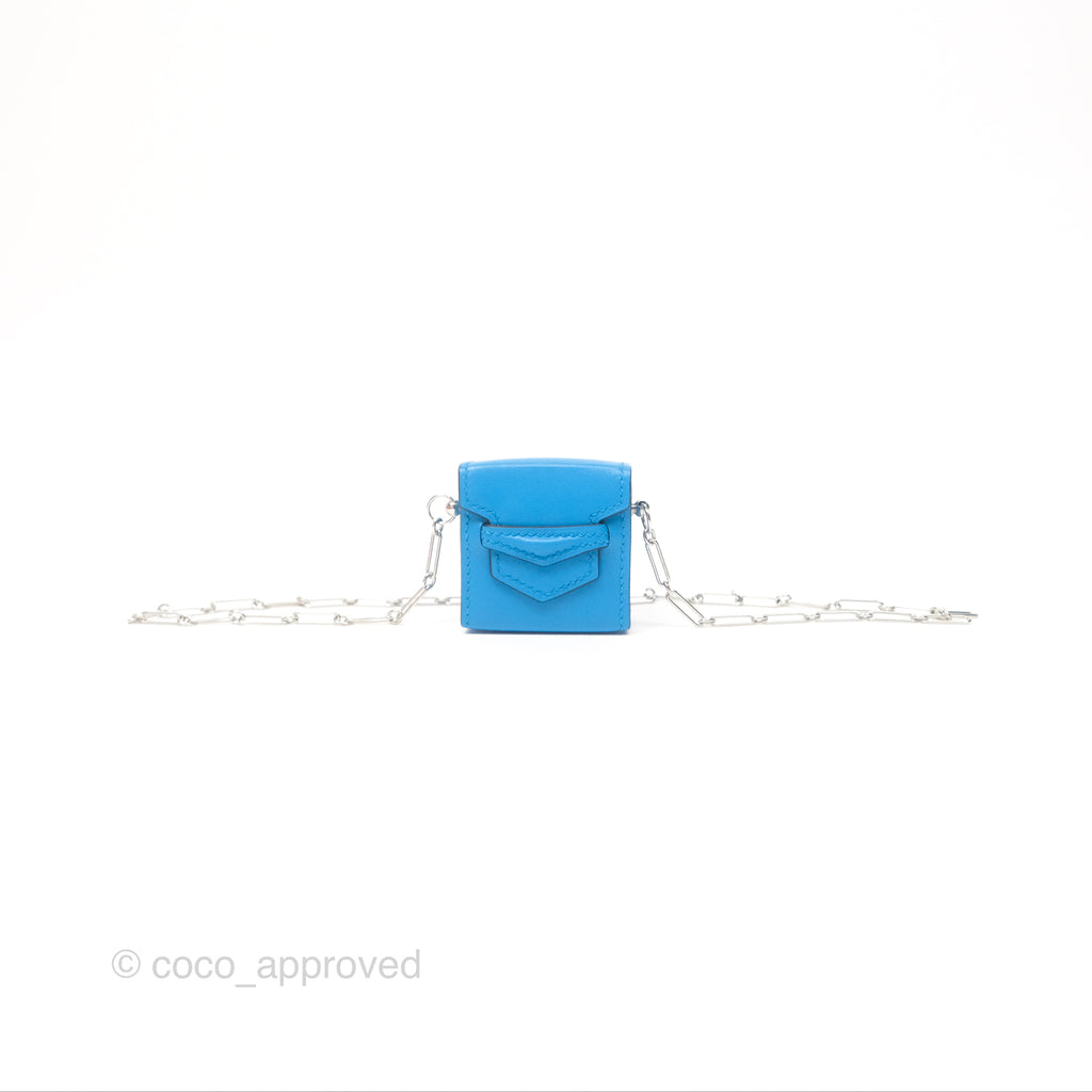 Hermes Micro Paperclip Chain Bag Blue