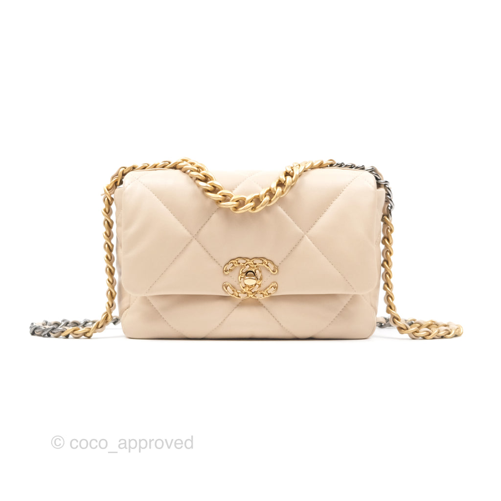 Chanel 19 Small Beige Lambskin Mixed Hardware