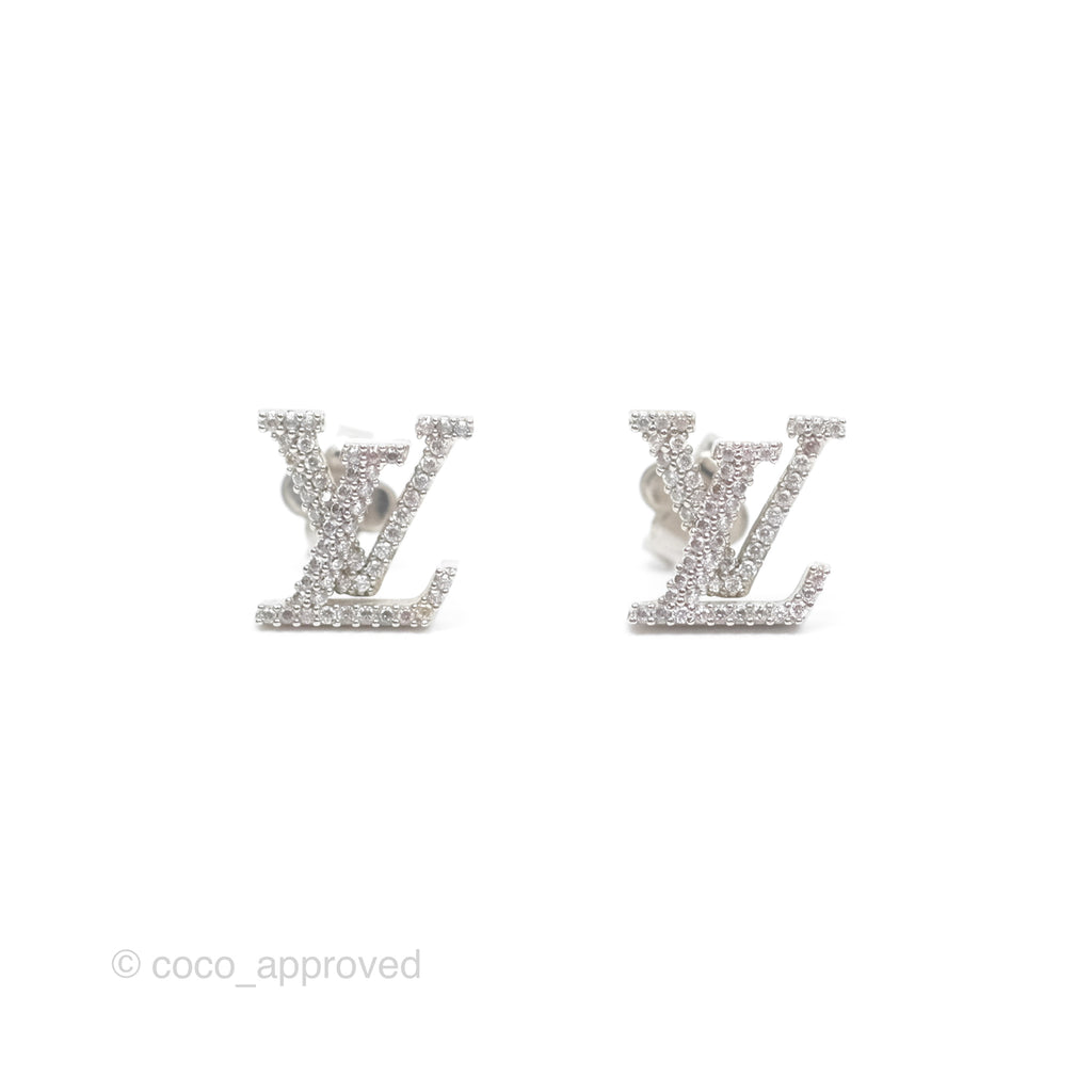 Louis Vuitton Crystal Iconic Earrings Silver Tone