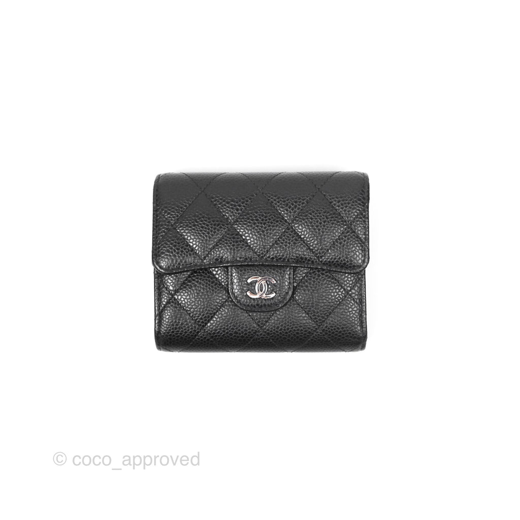 Chanel Classic Short Flap Wallet Black Caviar Silver Hardware