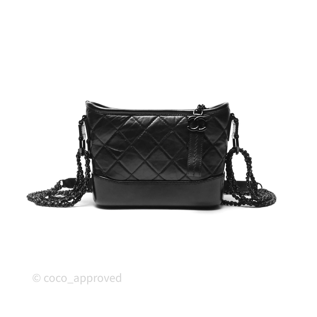 Chanel Small Gabrielle Hobo Quilted So Black Aged Calfskin