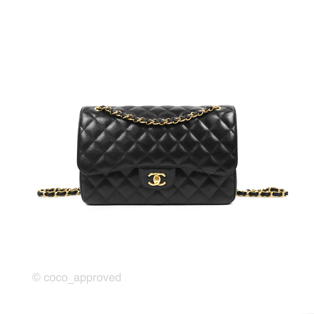 Chanel Jumbo Double Flap Black Caviar Gold Hardware⁣⁣