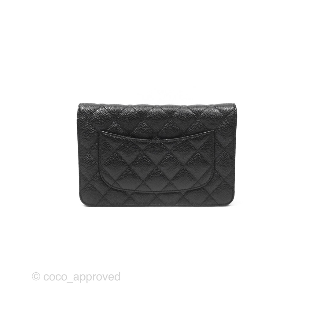 Chanel Classic Wallet On Chain WOC Quilted Black Caviar Gold Hardware