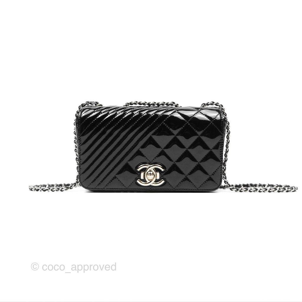 Chanel Small Flap Coco Boy Black Patent Silver Hardware