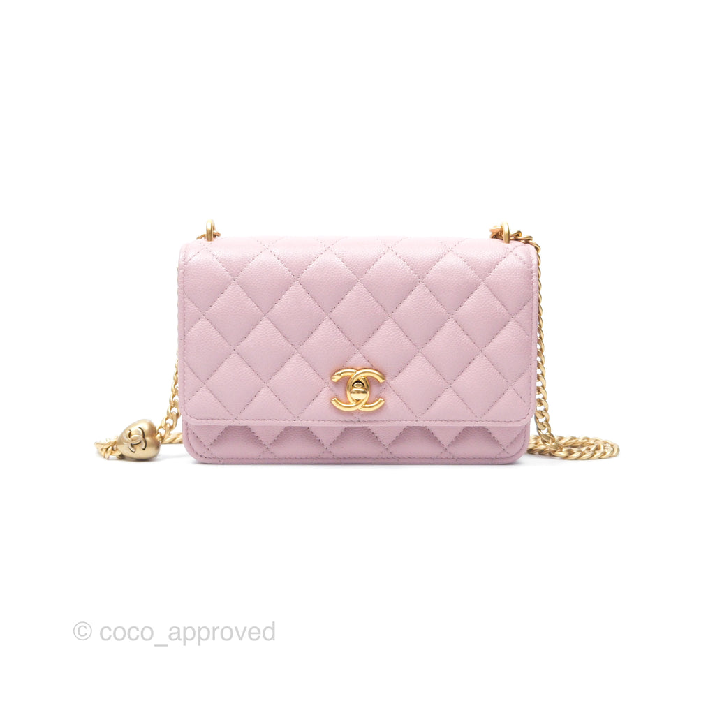 Chanel Heart Adjustable Chain WOC Dusty Pink Caviar Aged Gold Hardware