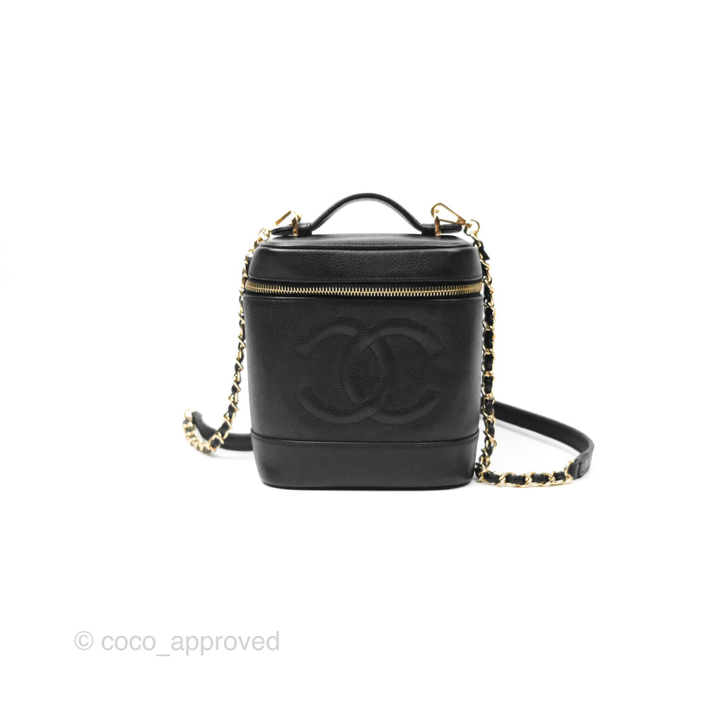 Chanel Vintage Vanity Case Black Caviar Gold Hardware