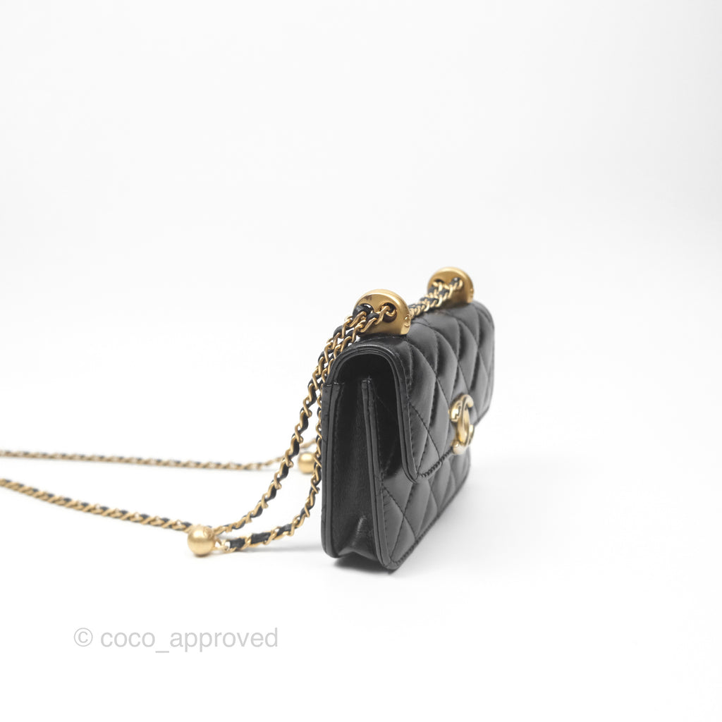 Chanel Perfect Fit Clutch with Chain Black Calfskin Aged Gold Hardware