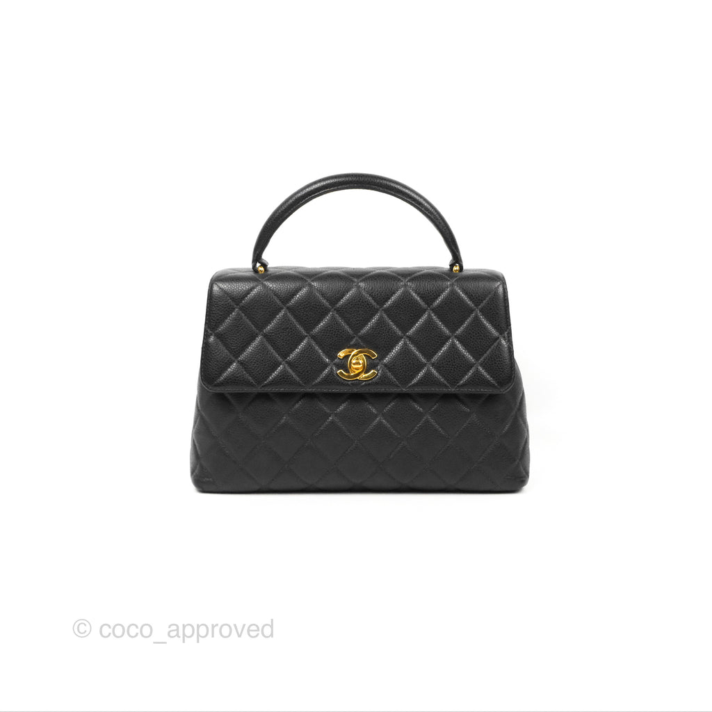 Chanel Vintage Kelly Quilted Flap Bag Black Caviar 24K Gold Hardware