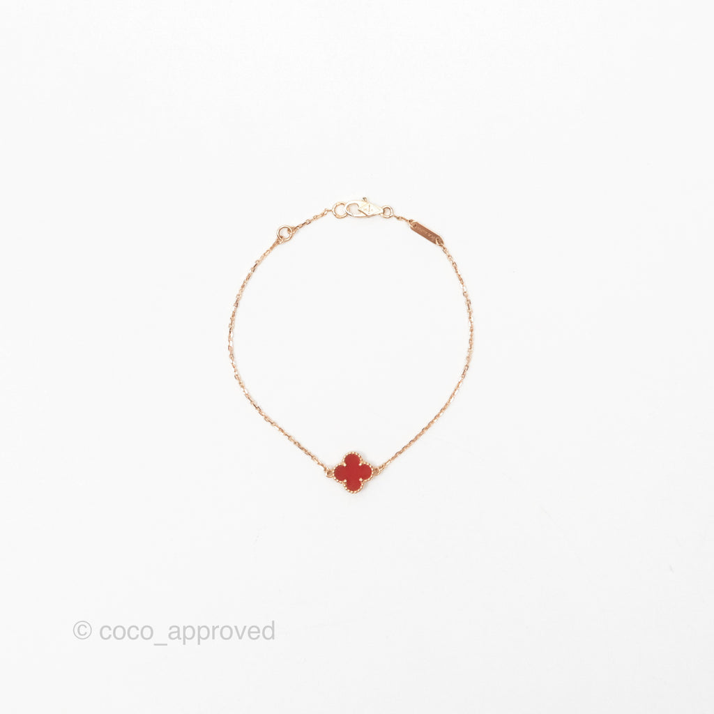 Van Cleef & Arpels Sweet Alhambra Bracelet Rose Gold Red Carnelian