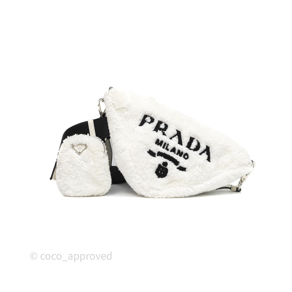 Prada Spugna Triangle White Bag