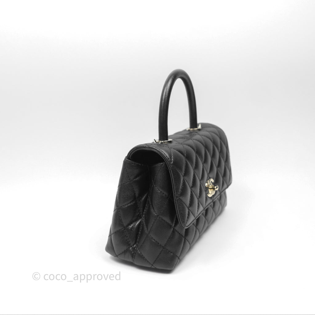 Chanel Small Coco Handle Quilted Black Caviar Gold Hardware
