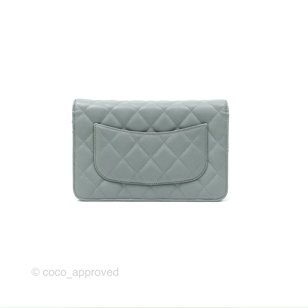 Chanel Quilted Classic Wallet on Chain WOC Tiffany Green Caviar Silver Hardware