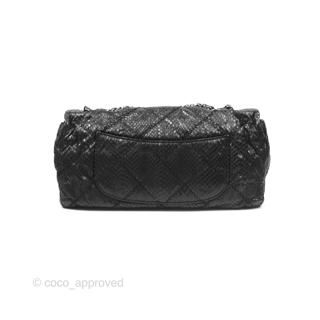 Chanel Quilted Ultimate Stitch Flap Bag Matte Python Black Silver Hardware