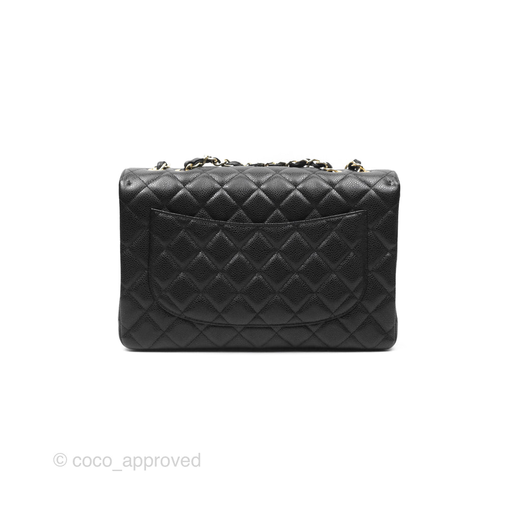 Chanel Jumbo Single Flap Black Caviar Gold Hardware⁣⁣