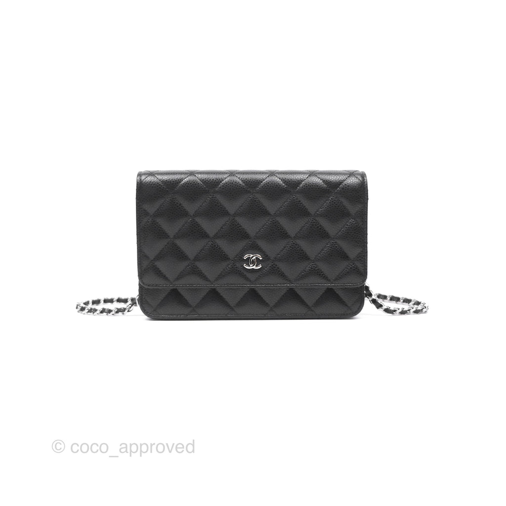 Chanel Classic Wallet On Chain WOC Quilted Black Caviar Silver Hardware