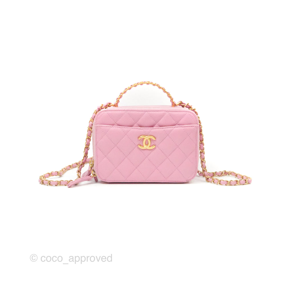 Chanel Caviar Quilted Pick Me Up Small Vanity Case Light Pink