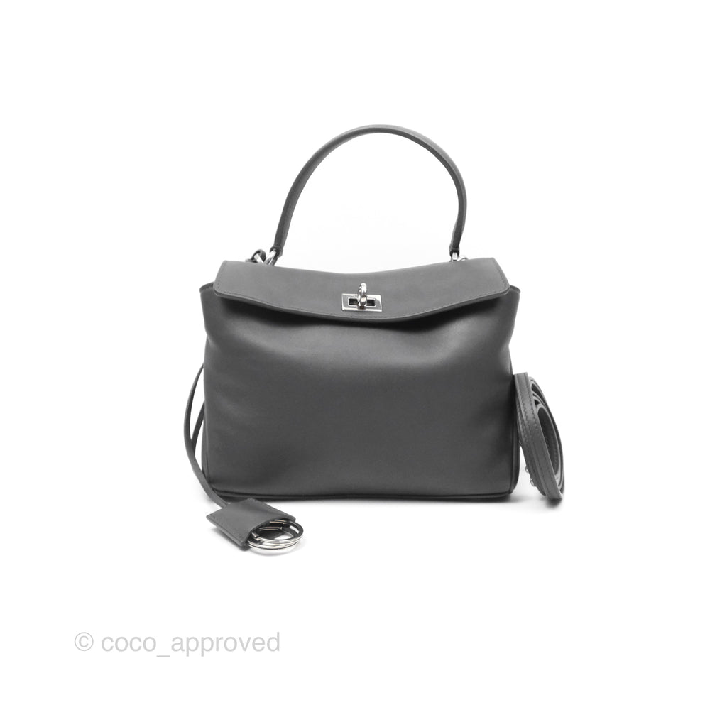 Balenciaga Rodeo Mini in Grey Smooth Calfskin Antique Silver Hardware