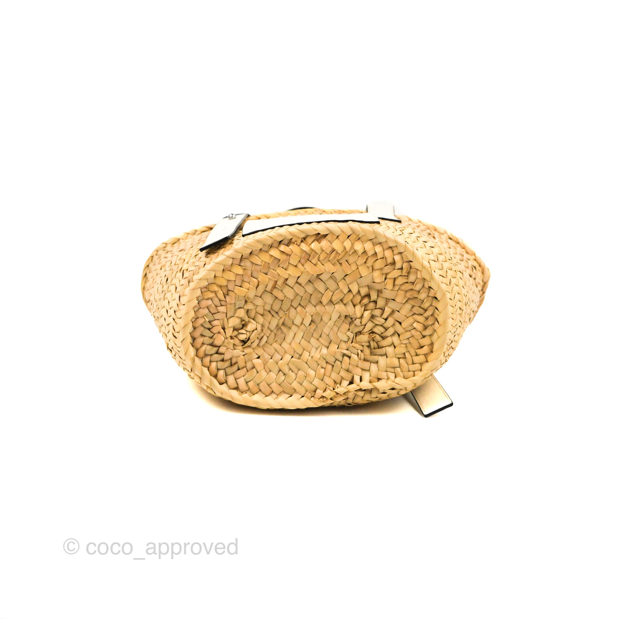 Loewe Small Basket Bag Natural Palm Leaf White Calfskin – Coco Approved  Studio