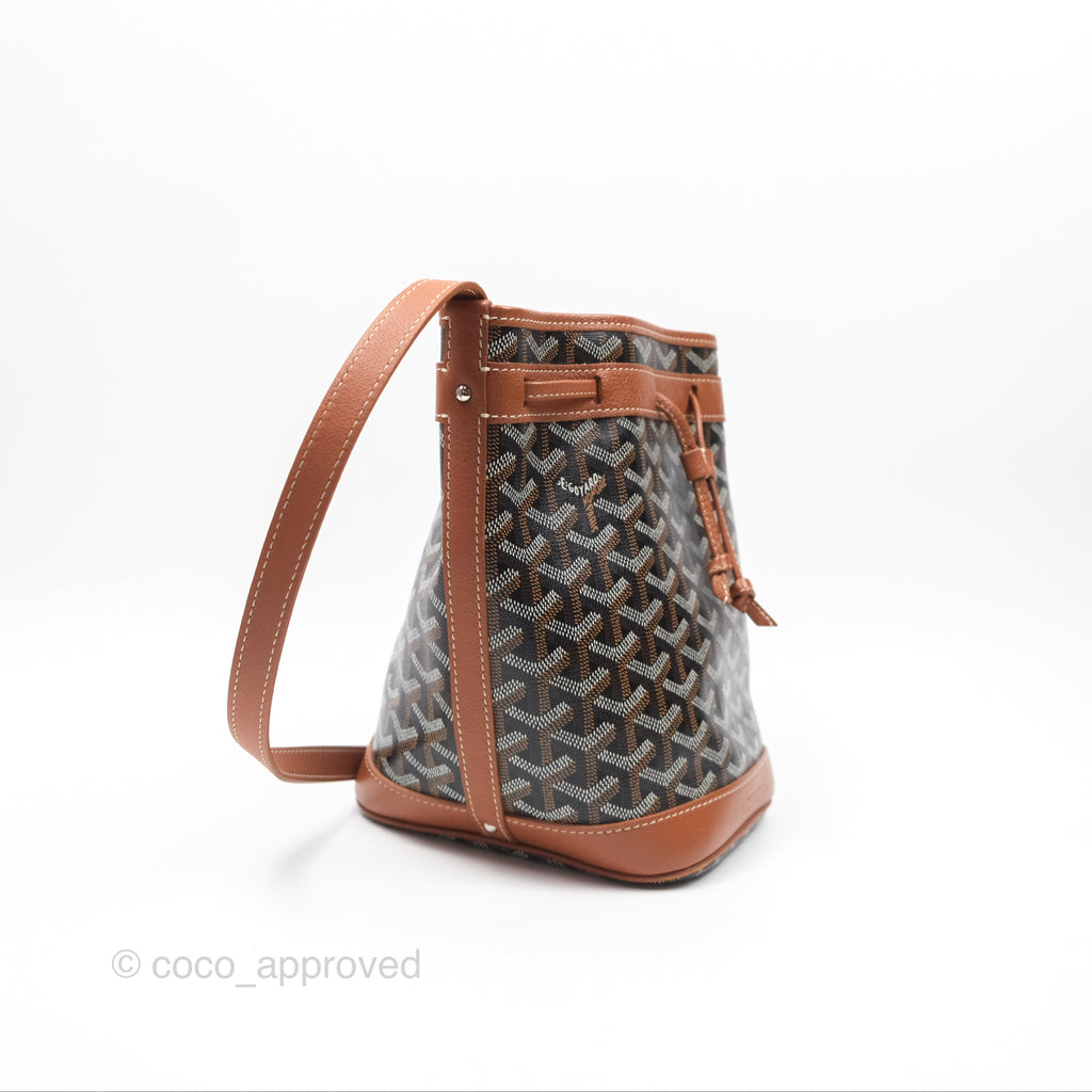 Goyard Petit Flot Bucket Bag Black & Tan Goyardine