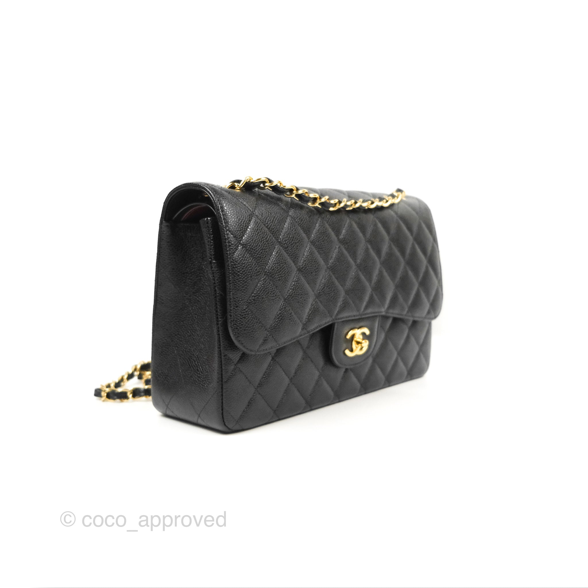 CHANEL Classic Jumbo Double Flap Black Caviar with Gold Hardware