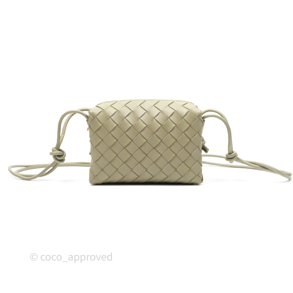 Bottega Veneta Mini Loop Camera Bag Intrecciato Lambskin Travertine