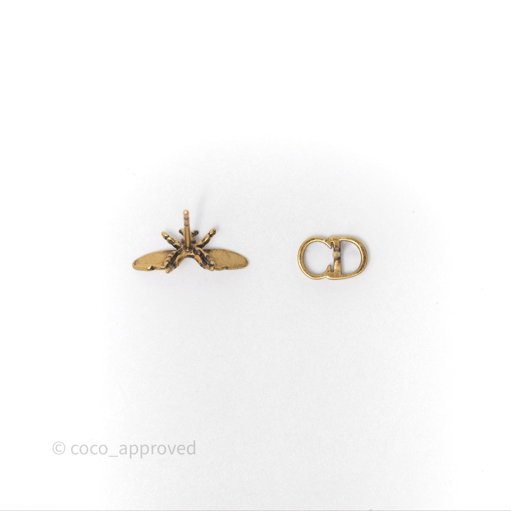 Christian Dior J'Adior Bee Earrings Aged Gold Tone