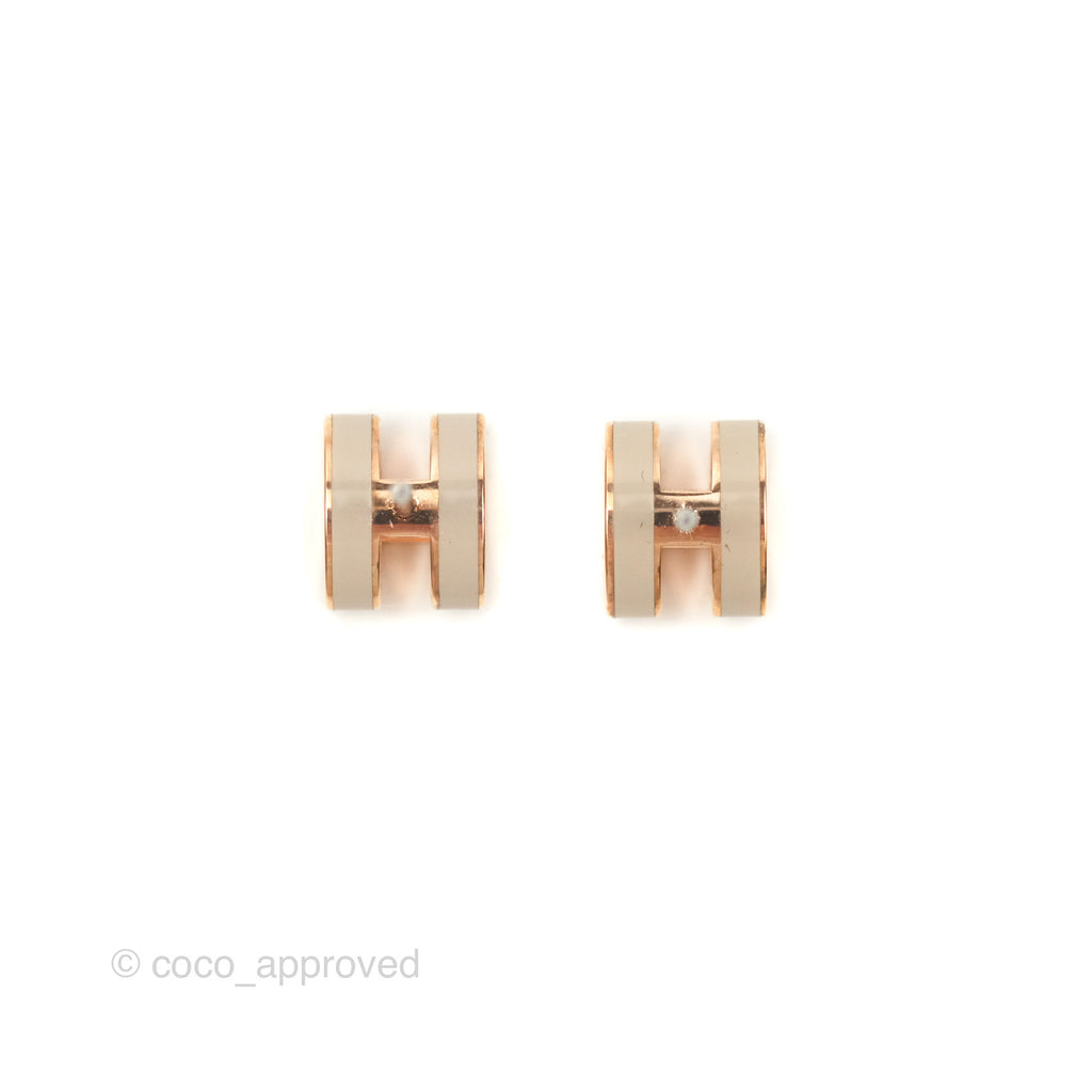 Hermès Mini Pop H Earrings Marron Glace Rose Gold