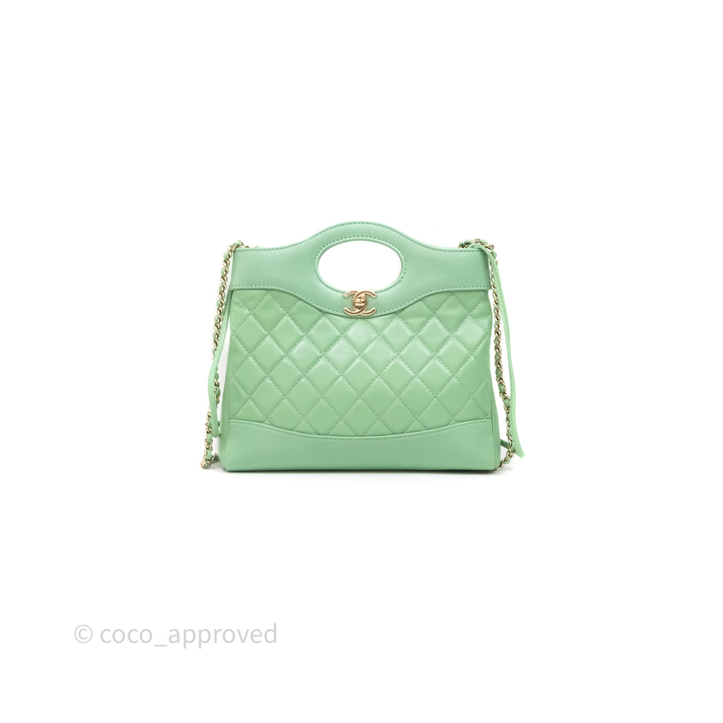 Chanel Mini 31 Green Shiny Lambskin Gold Hardware