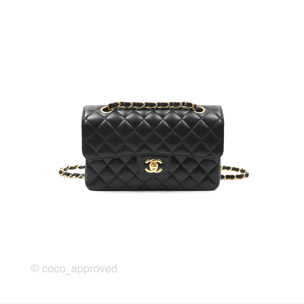 Chanel Small Classic Quilted Flap Black Caviar Gold Hardware