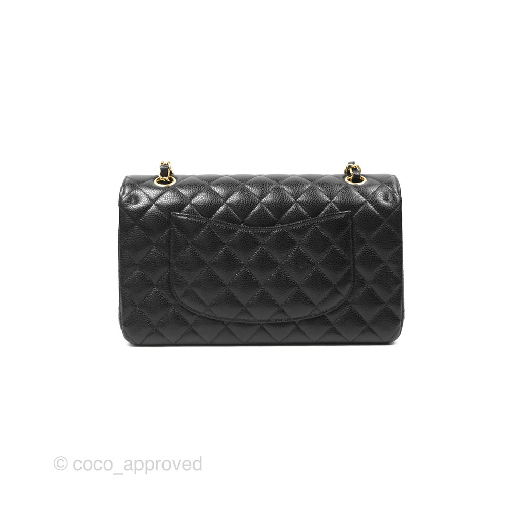 Chanel Classic M/L Medium Flap Quilted Black Caviar Gold Hardware