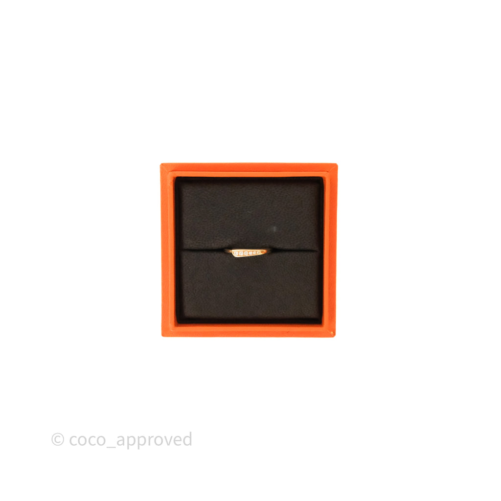 Hermès Chaine d'Ancre Punk Ring Diamonds Rose Gold Size 50